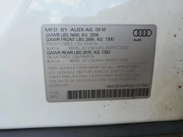 2016 AUDI Q5 PREMIUM PLUS S-LINE  