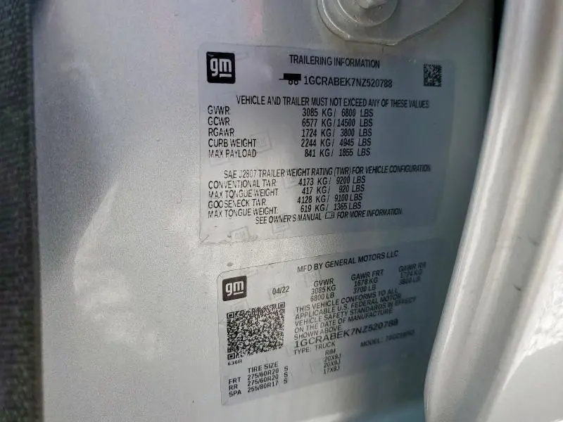 2022 CHEVROLET SILVERADO C1500 CUSTOM  