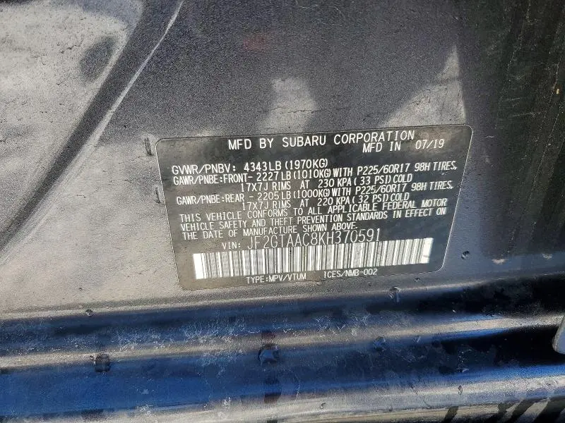 2019 SUBARU CROSSTREK   