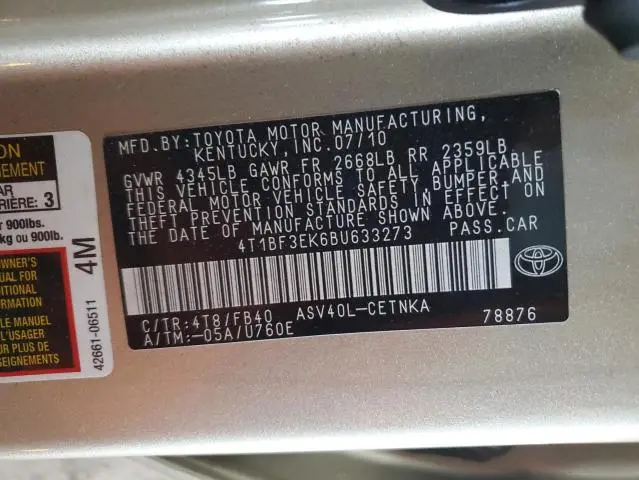 2011 TOYOTA CAMRY BASE  