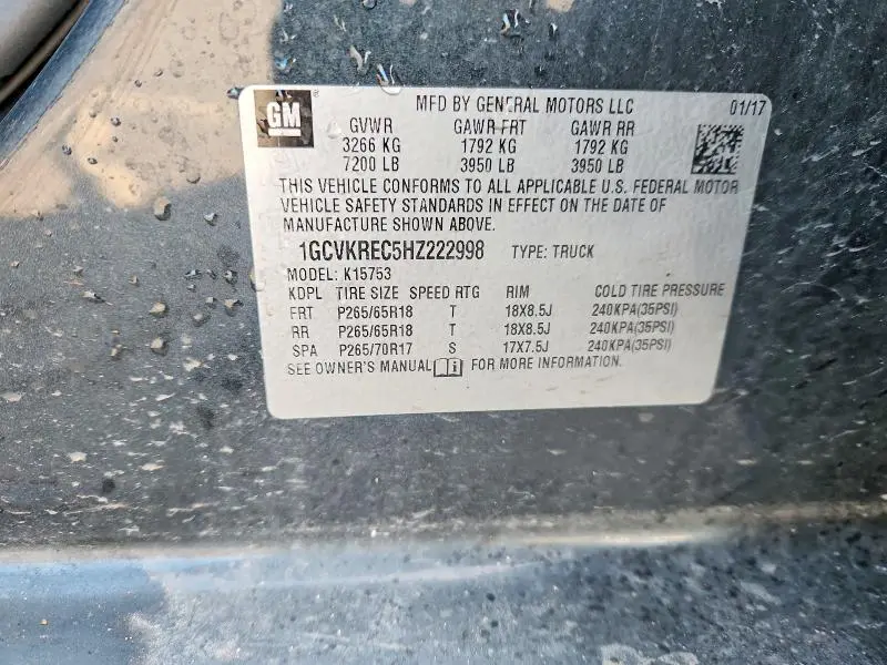 2017 CHEVROLET SILVERADO K1500 LT  