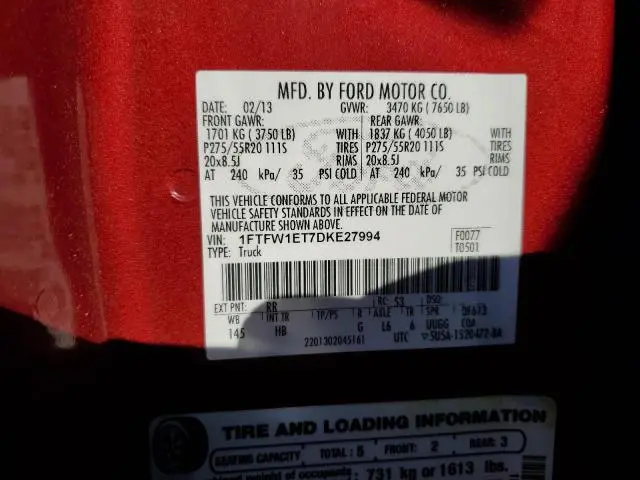 2013 FORD F150 SUPERCREW