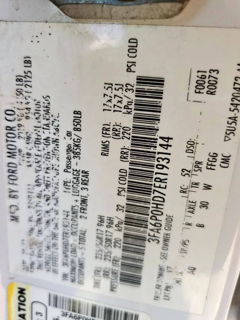 2014 FORD FUSION SE  