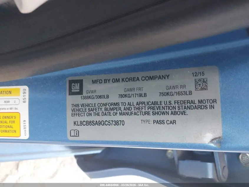 2016 CHEVROLET SPARK LS CVT
