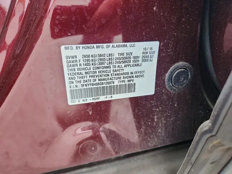 2016 HONDA PILOT ELITE  