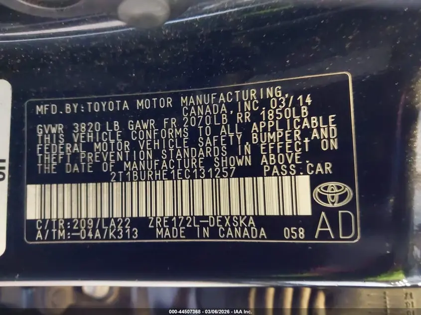 2014 TOYOTA COROLLA S PREMIUM