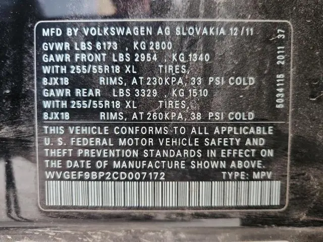 2012 VOLKSWAGEN TOUAREG V6