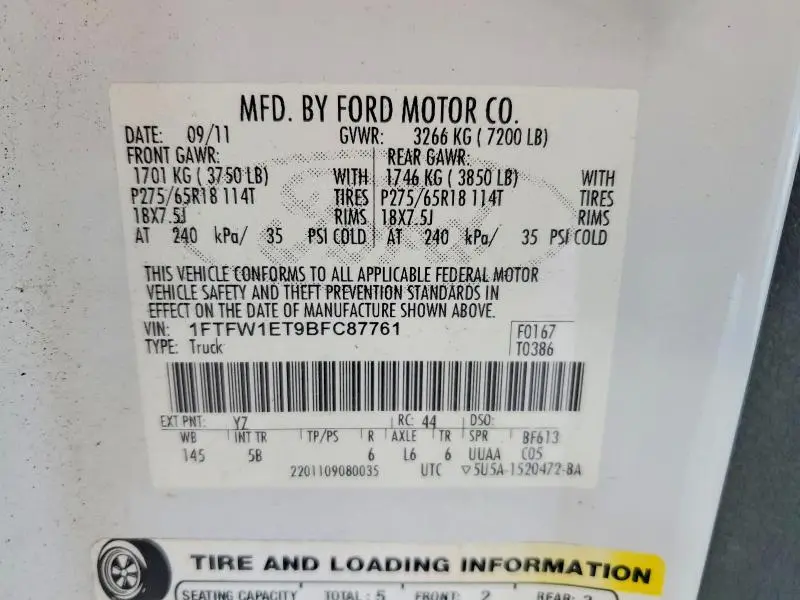 2011 FORD F150 SUPERCREW  