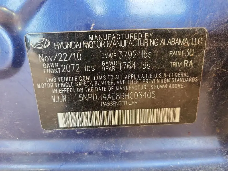 2011 HYUNDAI ELANTRA LIMITED  