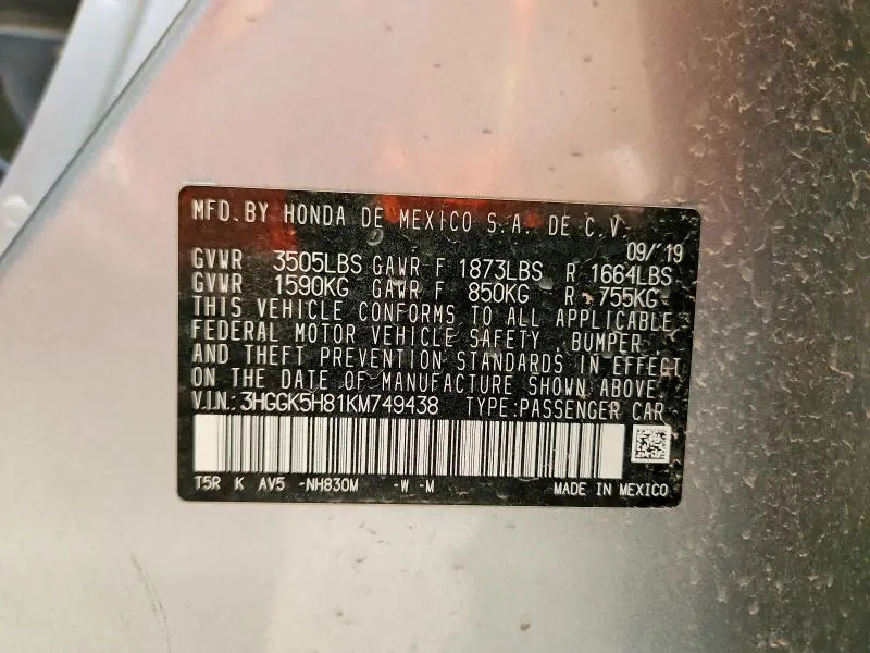 2019 HONDA FIT EX  