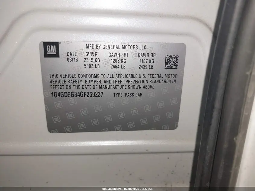 2016 BUICK LACROSSE PREMIUM I