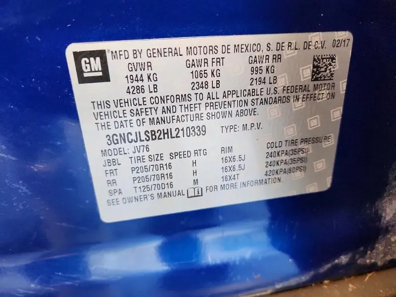 2017 CHEVROLET TRAX 1LT  