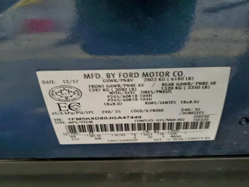 2018 FORD EXPLORER XLT  