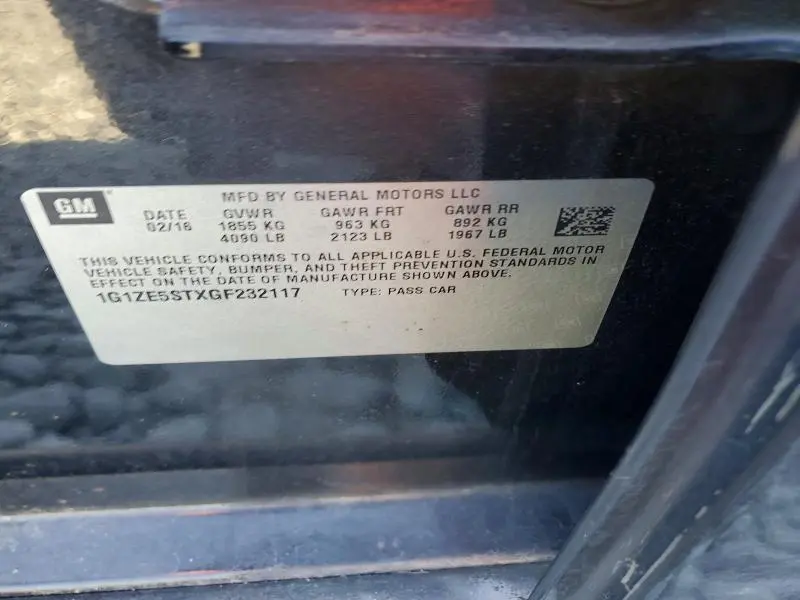 2016 CHEVROLET MALIBU LT  