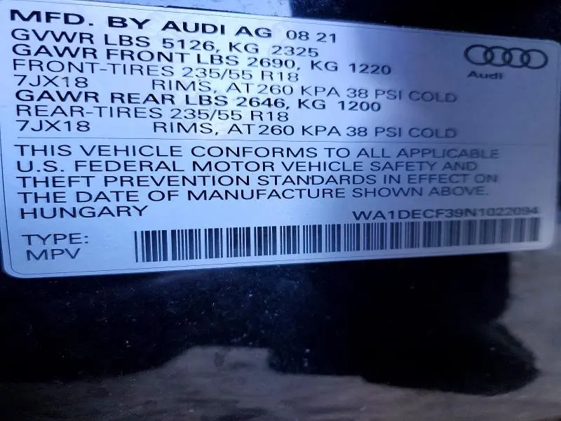 2022 AUDI Q3 PREMIUM S LINE 45  