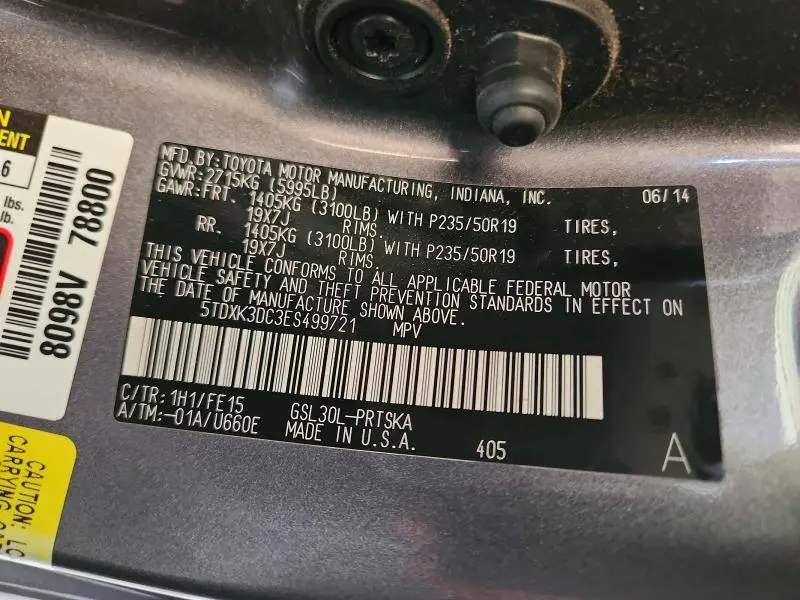 2014 TOYOTA SIENNA SPORT  