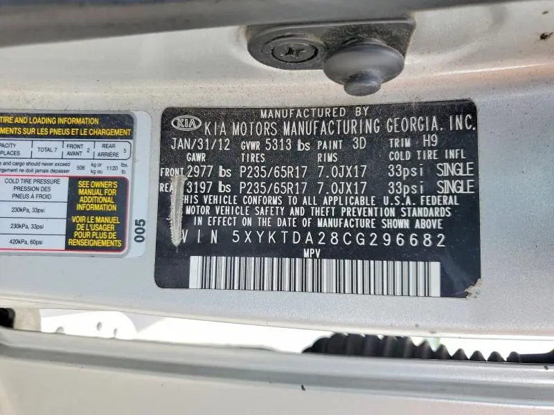 2012 KIA SORENTO LX  