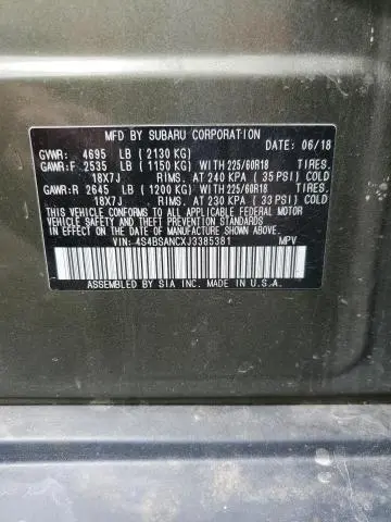 2018 SUBARU OUTBACK 2.5I LIMITED  