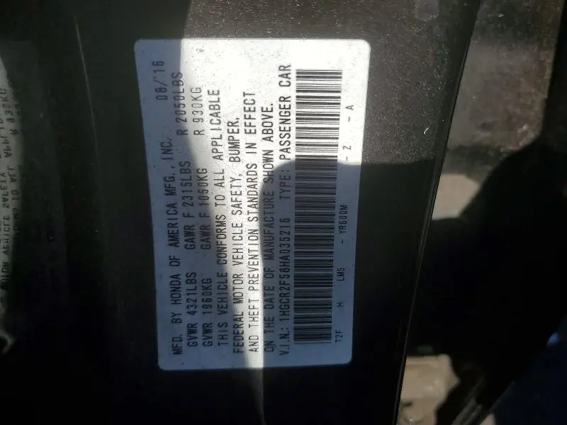 2017 HONDA ACCORD SPORT  