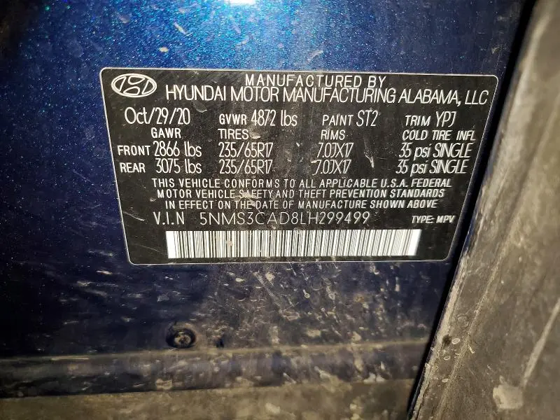 2020 HYUNDAI SANTA FE SEL  