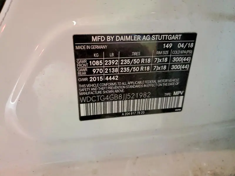 2018 MERCEDES-BENZ GLA 250 4MATIC  