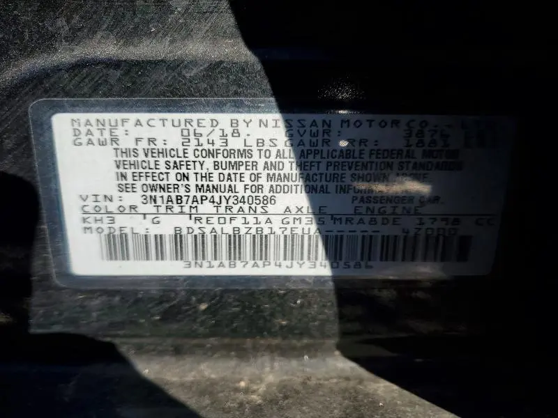 2018 NISSAN SENTRA S  