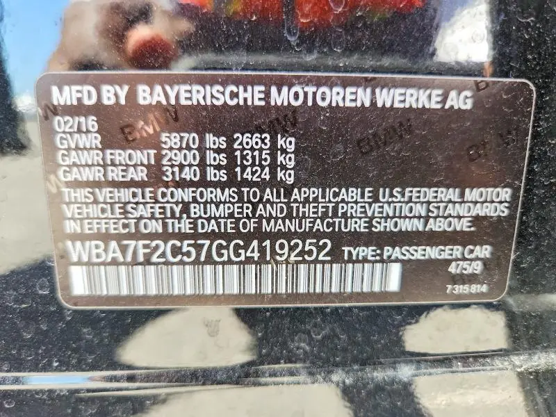 2016 BMW 750 XI  
