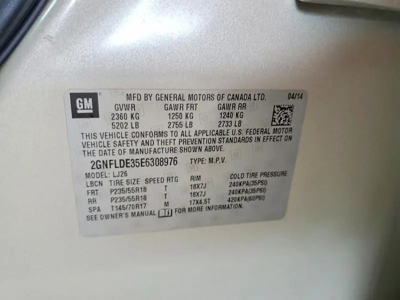 2014 CHEVROLET EQUINOX LTZ  