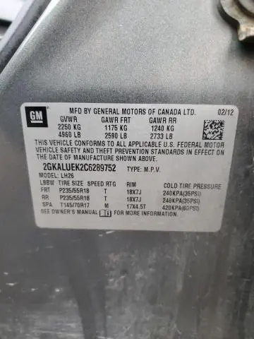 2012 GMC TERRAIN SLT  