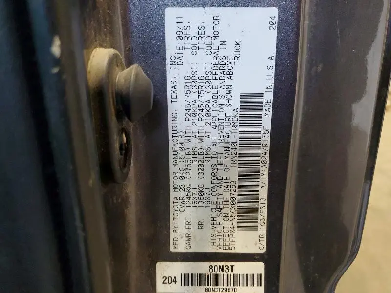 2012 TOYOTA TACOMA BASE  