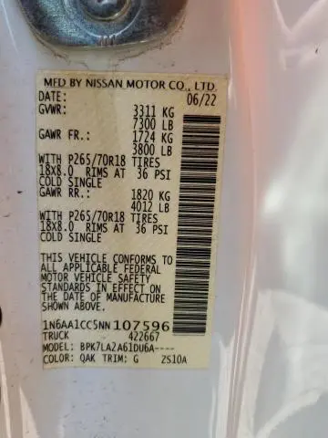 2022 NISSAN TITAN S  