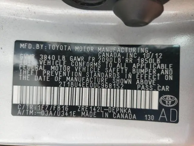 2013 TOYOTA COROLLA BASE  