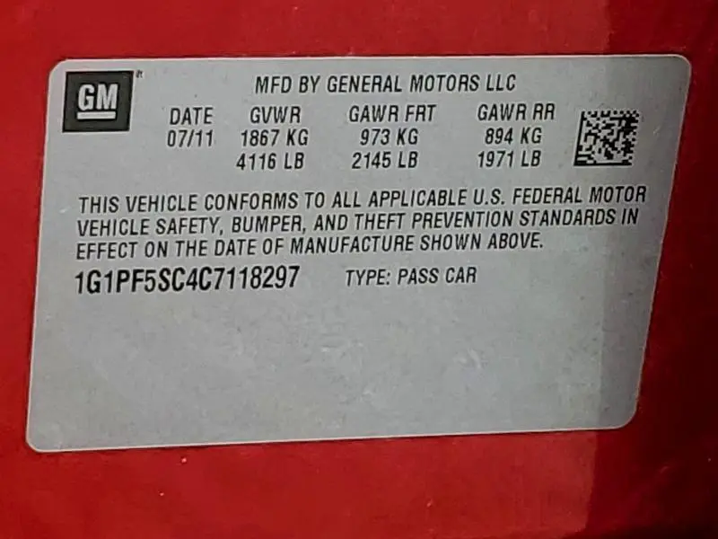 2012 CHEVROLET CRUZE LT  