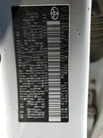 2017 TOYOTA COROLLA L  