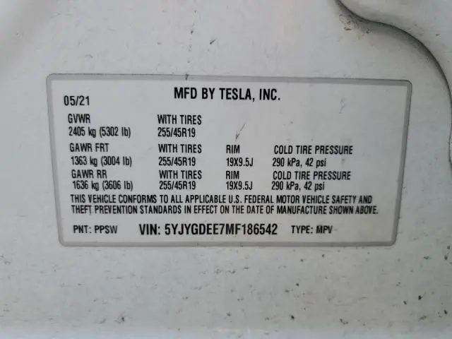 2021 TESLA MODEL Y   