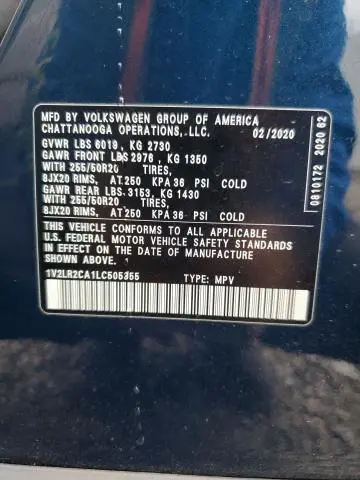 2020 VOLKSWAGEN ATLAS SE  