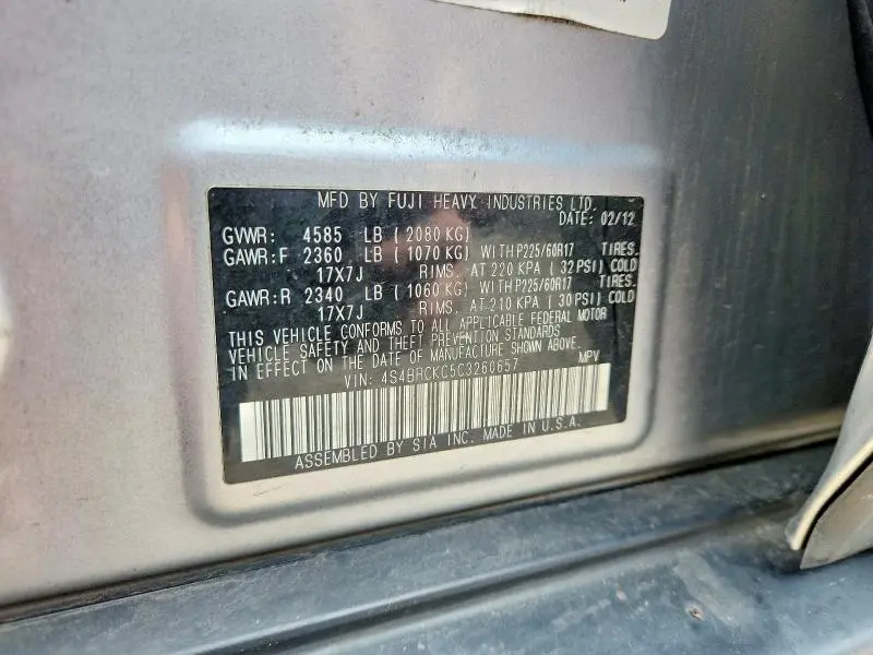 2012 SUBARU OUTBACK 2.5I LIMITED  