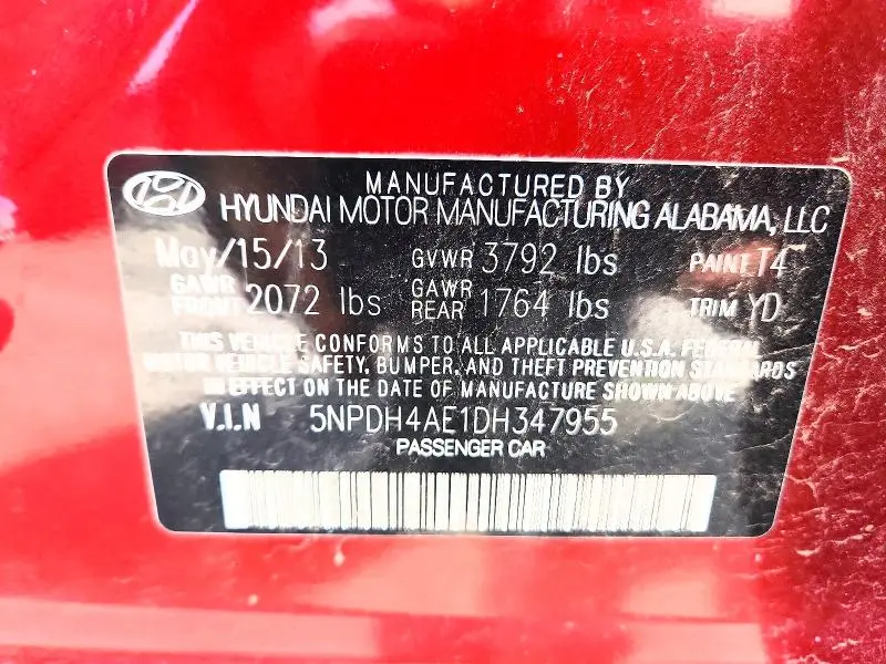 2013 HYUNDAI ELANTRA GLS  