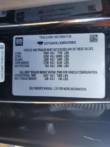 2021 CADILLAC ESCALADE ESV PREMIUM LUXURY  