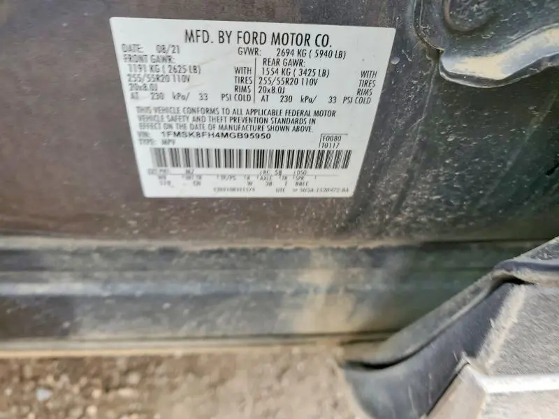 2021 FORD EXPLORER LIMITED  