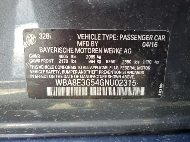 2016 BMW 328 XI SULEV