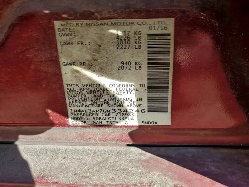 2016 NISSAN ALTIMA 2.5  