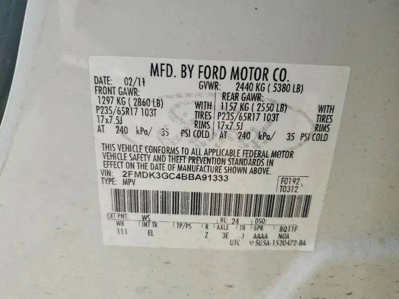 2011 FORD EDGE SE  