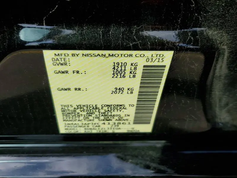 2015 NISSAN ALTIMA 2.5 S  