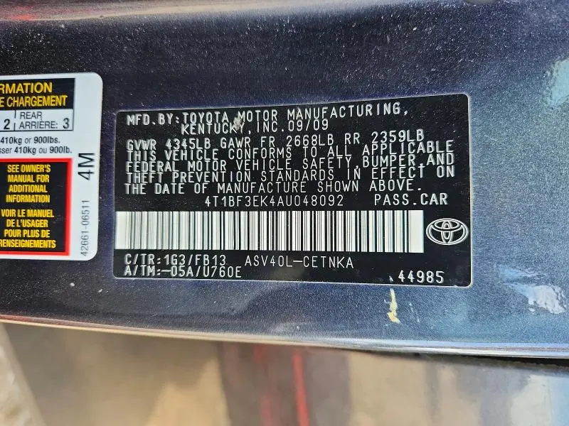 2010 TOYOTA CAMRY LE  