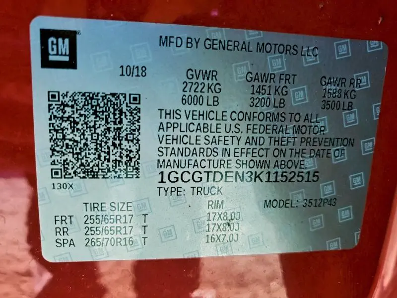 2019 CHEVROLET COLORADO Z71  