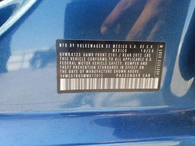 2021 VOLKSWAGEN JETTA S  
