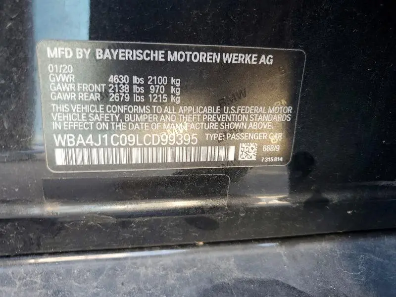 2020 BMW 430I GRAN COUPE  