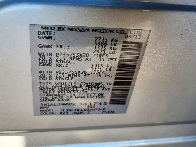 2013 INFINITI JX35 BASE  