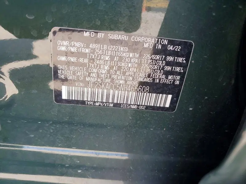 2022 SUBARU FORESTER   